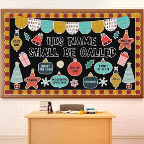Christmas Jesus Bulletin Board His Name Shall Be Called Religious Bulletin Border Bible Lord Cutouts Christian Faith Cardboard Set for Xmas Holiday Sunday School Jesus Classroom Church Winter Decor