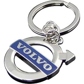 Car Logo Key Chain Rings for Man and Women Chrome Plated Key Rings (fit Volvo Blue)