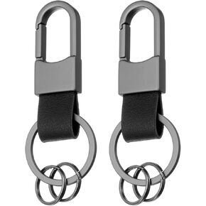 HARFINGTON Car Keychain Clip Leather Key Ring Key Holder Organizer with Detachable Key Rings for Men Women