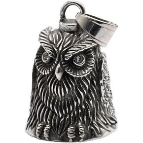Vintage Punk Lucky Bird Owl Guardian Motorcycle Bell with Hanger for Biker,Good Luck Keychain & Motorcycle Accessories