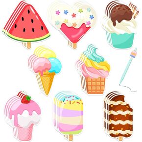 32Pcs Ice Cream Sticky Notes,640Sheet Summer Sticky Notepad Cute Fruit Note Pads Self Sticky Writing Memo Pads Page Marker Supplies Kids Adults Small Gift