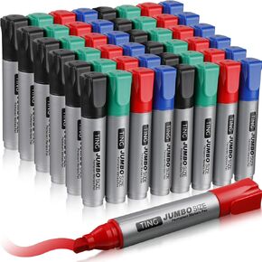 Cholemy 48 Pieces Jumbo Permanent Markers Bulk Huge Poster Markers Large Permanent Pen Chisel Tip King Assorted Color pen Set Ideal for Plastic, Wood, Metal, Rock and Glass