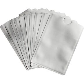 RFID Blocking Sleeves Passport Bank Card Credit/Debit ID Card Anti Theft RFID Blocking Safety Sleeve Aluminum Shield Waterproof Protector Secure Holder Silver Pack of 10