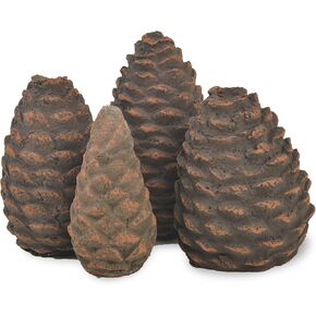 Skyflame 4pcs Fireplace Ceramic Wood Logs Gas Heat Resistant Realistic Artificial Stackable Decoration Logs, All Types Indoor or Outdoor Fireplace and Fire Pit, Clean Burning Accessories