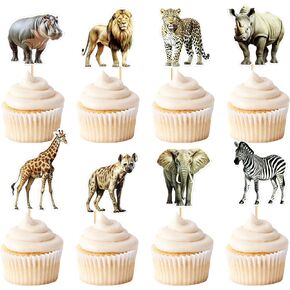 Ercadio 24 Pack Tiger Cupcake Toppers Tiger Cupcake Picks Animal Cupcake Picks Tiger Birthday Cupcake Decorations for Baby Shower Birthday Animal Theme Party Cake Decor Supplies