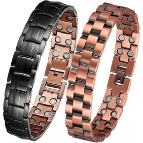 MagEnergy Copper Bracelet for Men, 99.9% Pure Copper Magnetic Bracelet with Double Row Magnets Adjustable Health Jewelry Gifts