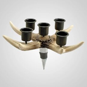 Polyresin Antler Bottle-Top Candle Holder, 7.5-inch Length, Tabletop Decoration