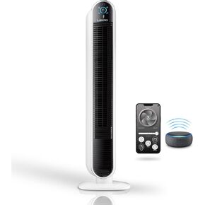 Lasko 40" Smart Oscillating Tower Fan Powered by Aria, Wi-Fi Connected, Voice Controlled, Compatible with Alexa and Google Assistant, Timer, 5-Speeds, Black, T40733, Large