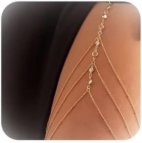 سلسلة الفخذ للنساء الشاطئ متعدد الطبقات سلسلة الساق سلسلة الجسم سترينش الصيف مرونة الذهب الساق سلسلة بيكيني الجسم الفخذ سلسلة هدايا الحفلات in Kuwait