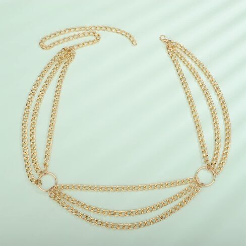 Kercisbeauty Statement Silver Miami Cuban Link Chain Belly Belt Mulity Layer Waist Chain Bikini Dress Body Jewelry for Women Girls in Saudi Arabia