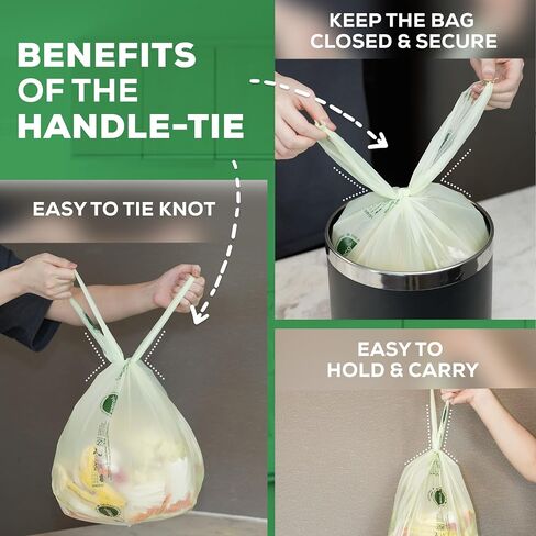 ANECO 100% Compostable Trash Bags 2.6 Gallon, Extra Thick Kitchen Small Compost Bags for Countertop Bin (100 Count) in Saudi Arabia