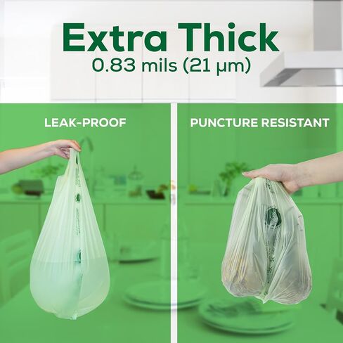 ANECO 100% Compostable Trash Bags 2.6 Gallon, Extra Thick Kitchen Small Compost Bags for Countertop Bin (100 Count) in Saudi Arabia