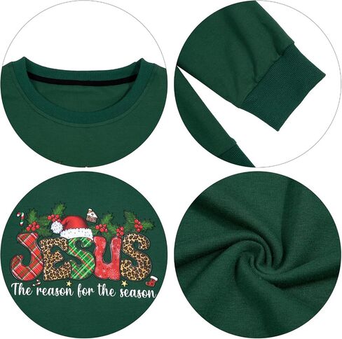 MOUSYA Jesus The Reason for The Season Shirt Women Christmas Sweatshirts Jesus Christmas Sweatshirt Holiday Graphic Shirts in Kuwait