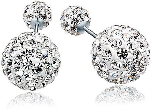 Double-sided Crystal Balls Earrings Studs Earrings for Women Girls in Saudi Arabia