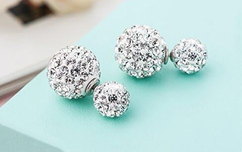 Double-sided Crystal Balls Earrings Studs Earrings for Women Girls in Saudi Arabia