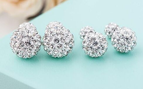 Double-sided Crystal Balls Earrings Studs Earrings for Women Girls in Saudi Arabia