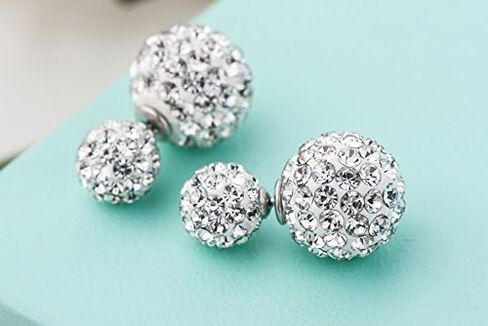 Double-sided Crystal Balls Earrings Studs Earrings for Women Girls in Saudi Arabia