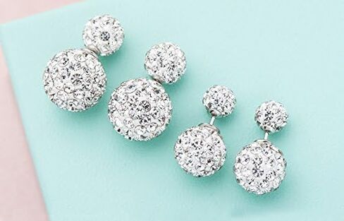 Double-sided Crystal Balls Earrings Studs Earrings for Women Girls in Saudi Arabia