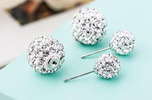 Double-sided Crystal Balls Earrings Studs Earrings for Women Girls in Saudi Arabia