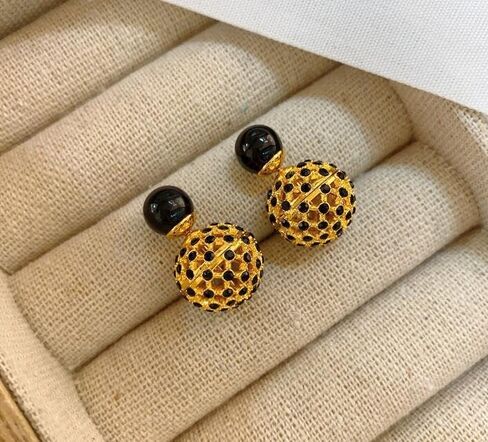 Double-sided Crystal Balls Earrings Studs Earrings for Women Girls in Saudi Arabia