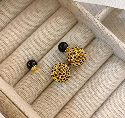 Double-sided Crystal Balls Earrings Studs Earrings for Women Girls in Saudi Arabia