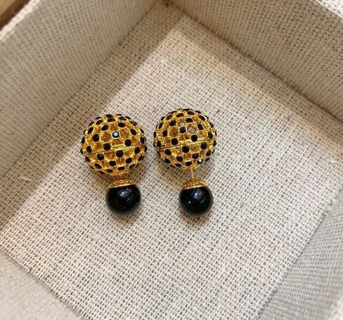 Double-sided Crystal Balls Earrings Studs Earrings for Women Girls in Saudi Arabia
