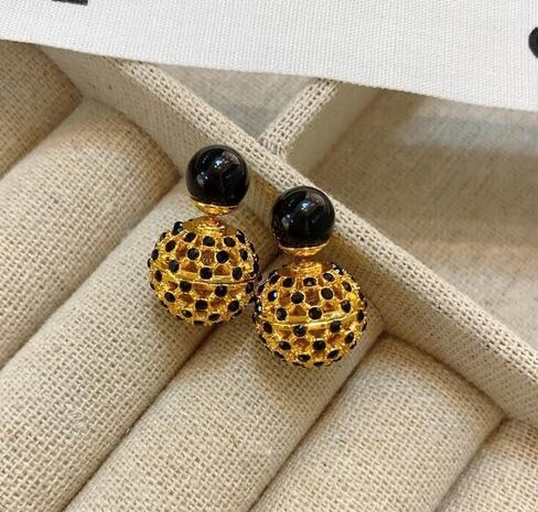 Double-sided Crystal Balls Earrings Studs Earrings for Women Girls in Saudi Arabia