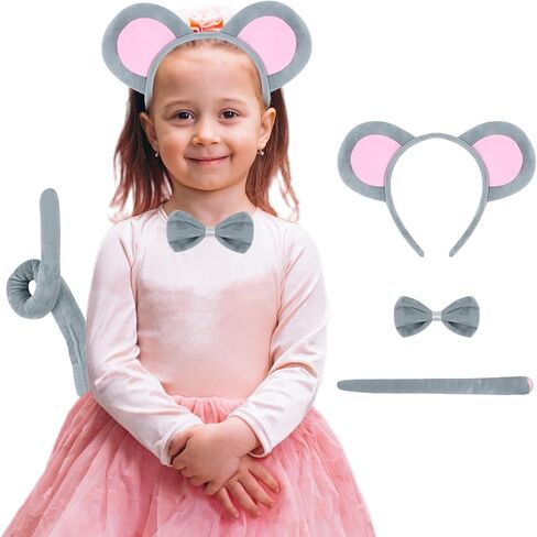 Animal Costume Accessory Cosplay Mouse Donkey Ear Tail Bow Tie Set Birthday Halloween Christmas Party Dress Up Costume Set in Saudi Arabia