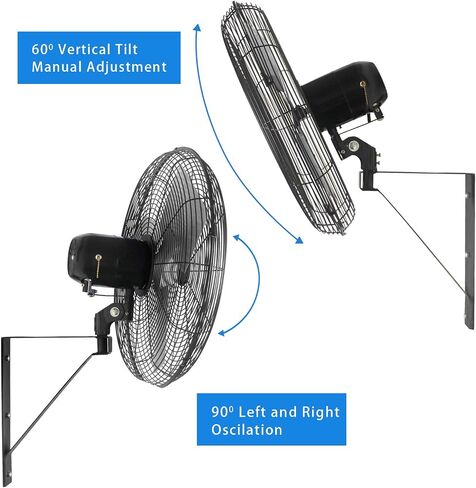 KEN BROWN 18 Inch High Velocity Industrial Wall Mounted Fan 4012CFM 3 Speed for Industrial, Commercial, Residential, and Shop Use - ETL Safety Listed in Saudi Arabia