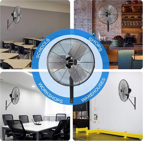 KEN BROWN 18 Inch High Velocity Industrial Wall Mounted Fan 4012CFM 3 Speed for Industrial, Commercial, Residential, and Shop Use - ETL Safety Listed in Saudi Arabia