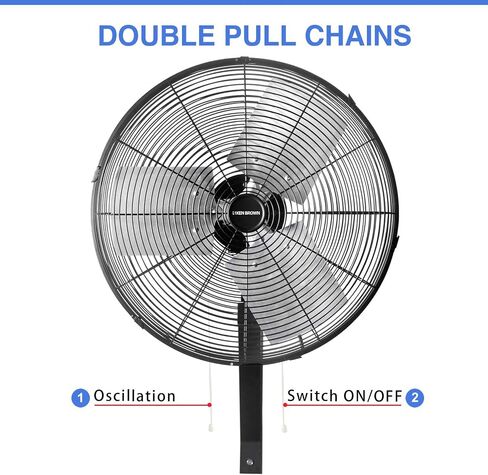 KEN BROWN 18 Inch High Velocity Industrial Wall Mounted Fan 4012CFM 3 Speed for Industrial, Commercial, Residential, and Shop Use - ETL Safety Listed in Saudi Arabia