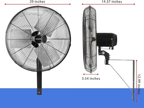 KEN BROWN 18 Inch High Velocity Industrial Wall Mounted Fan 4012CFM 3 Speed for Industrial, Commercial, Residential, and Shop Use - ETL Safety Listed in Saudi Arabia