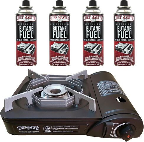 Chef Master 90027 Portable Butane Stove, Portable Gas Stove with Carrying Case, Portable Gas Grill, ETL Certified, Black in Saudi Arabia