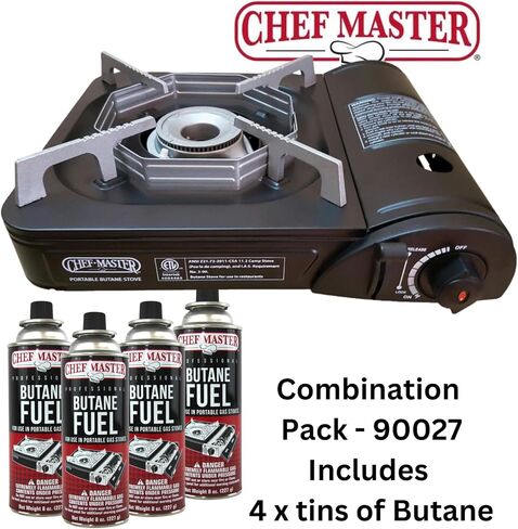 Chef Master 90027 Portable Butane Stove, Portable Gas Stove with Carrying Case, Portable Gas Grill, ETL Certified, Black in Saudi Arabia