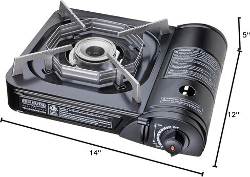 Chef Master 90027 Portable Butane Stove, Portable Gas Stove with Carrying Case, Portable Gas Grill, ETL Certified, Black in Saudi Arabia