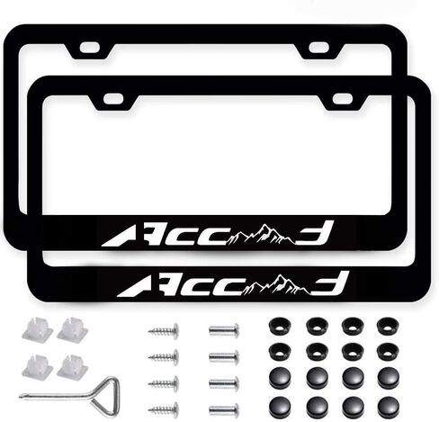 2PCS Black License Plate Frames Holder Premium Aluminum Alloy Weather Proof fit for Honda Accord in Saudi Arabia