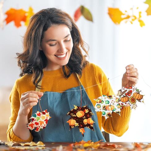 Frienda 20 Pcs Fall Fabric Squares Thanksgiving Autumn Patchwork Fabrics Fat Quarters Fall Fabric Bundles Maple Leaf Turkey Square Fabric for Fall Sewing DIY Crafts in Saudi Arabia