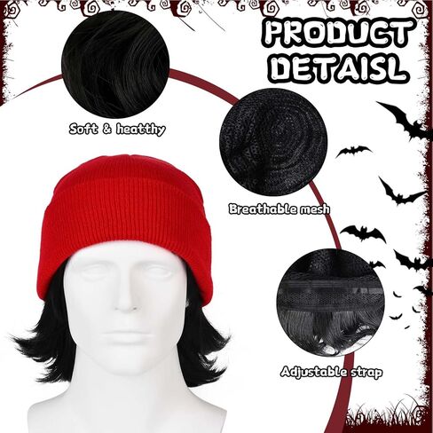 مجموعة أزياء الهالوين الرجالية المكونة من 5 قطع من Honic تتضمن قبعة شعر مستعار سوداء وشارب وشارب لفستان الحفلات in Kuwait