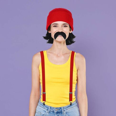 مجموعة أزياء الهالوين الرجالية المكونة من 5 قطع من Honic تتضمن قبعة شعر مستعار سوداء وشارب وشارب لفستان الحفلات in Kuwait