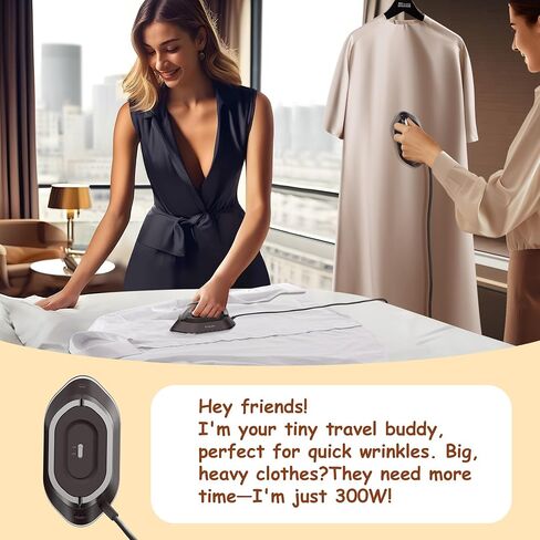Newbealer Travel Iron with Dual Voltage - 120V/220V Lightweight Dry Iron for Clothes (No Steam), Non-Stick Ceramic Soleplate, 302℉ Mini Heat Press Machine, w/Spray Bottle, Pouch & Silicone Stand in Kuwait