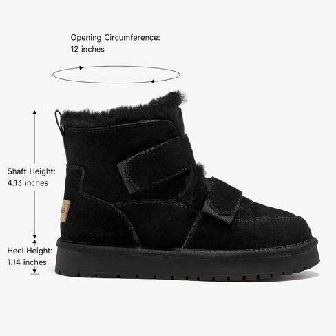 BEAU TODAY Women's Snow Boots, Platform Winter Mini Boots for Women, Genuine Suede Warm Faux Fur Lined Slip-0n Ankle Boots Comfortable Anti-slip Outdoor Short Booties in Saudi Arabia