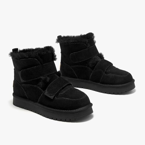 BEAU TODAY Women's Snow Boots, Platform Winter Mini Boots for Women, Genuine Suede Warm Faux Fur Lined Slip-0n Ankle Boots Comfortable Anti-slip Outdoor Short Booties in Saudi Arabia