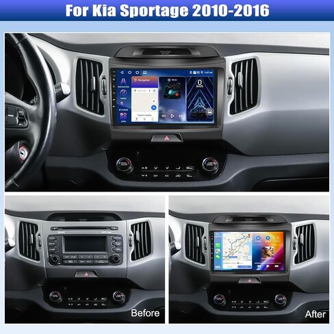 [2+64G] Android 13 Car Stereo for Kia Sportage 2010-2016 with Apple Carplay&Android Auto,9 Inch Touch Screen Car Radio with Mirror Link GPS WiFi Bluetooth FM/RDS SWC Dual USB/AUX-in+Backup Camera in Saudi Arabia