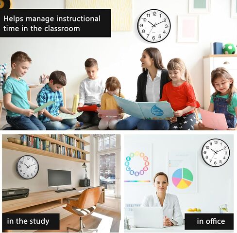 inbagi 8 قطع ساعة حائط كبيرة صامتة تعمل بالبطارية ساعات حائط حديثة غير موقوتة ساعات حائط كبيرة الحجم للمطبخ والمكتب وغرفة المعيشة والمنزل والحمام وغرفة النوم والفصول الدراسية (أبيض، 14 بوصة) in Kuwait
