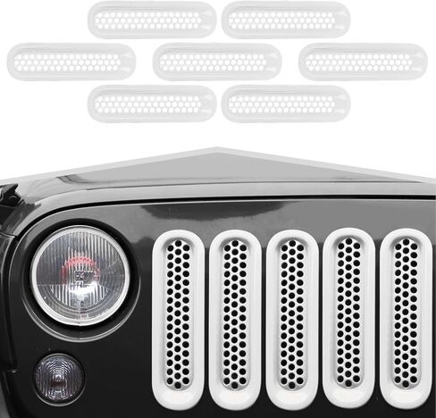 Front Grille Inserts Grill Mesh Clip-on Trim Covers Exterior Accessories Compatible with Jeep Wrangler JK & JKU 2007-2017,Blue in Saudi Arabia