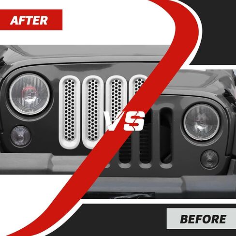 Front Grille Inserts Grill Mesh Clip-on Trim Covers Exterior Accessories Compatible with Jeep Wrangler JK & JKU 2007-2017,Blue in Saudi Arabia