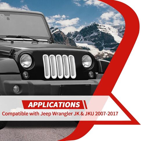 Front Grille Inserts Grill Mesh Clip-on Trim Covers Exterior Accessories Compatible with Jeep Wrangler JK & JKU 2007-2017,Blue in Saudi Arabia