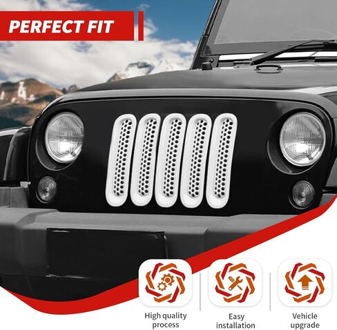 Front Grille Inserts Grill Mesh Clip-on Trim Covers Exterior Accessories Compatible with Jeep Wrangler JK & JKU 2007-2017,Blue in Saudi Arabia
