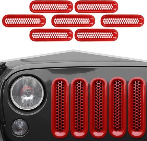 Front Grille Inserts Grill Mesh Clip-on Trim Covers Exterior Accessories Compatible with Jeep Wrangler JK & JKU 2007-2017,Blue in Saudi Arabia