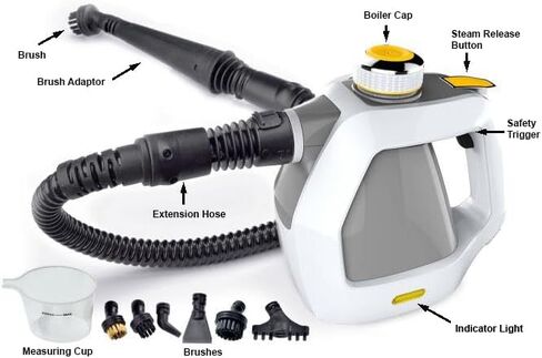 منظف ​​بالبخار محمول باليد من فاليمو VH-ST10 وجهاز بخار متعدد الأغراض للمطابخ والحمامات والسيارات، أبيض in Kuwait